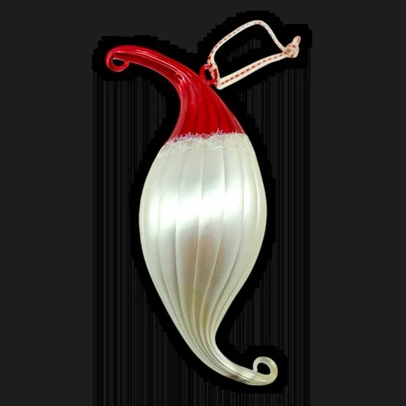 Santa Claus Head & Hat Christmas Ornament Blown Glass Rhinestone Whimsical - Picture 4 of 9